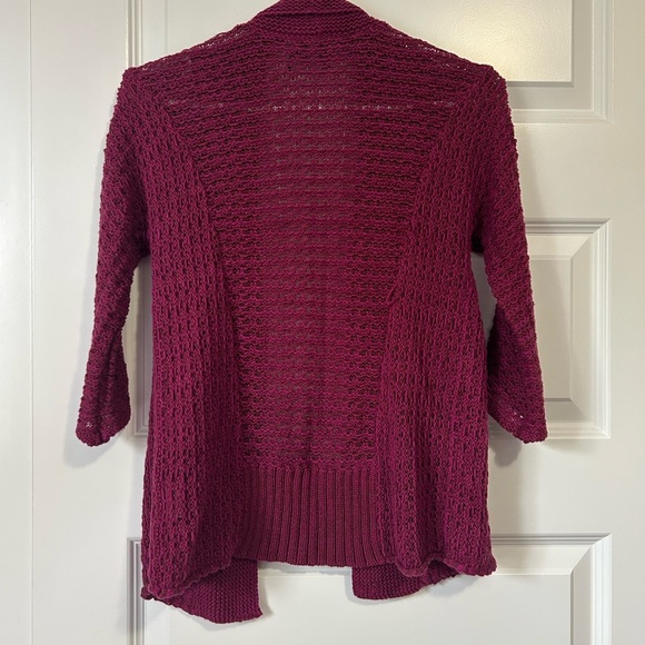Eileen Fisher Purple Knit Open-Front Cardigan - Picture 4 of 8